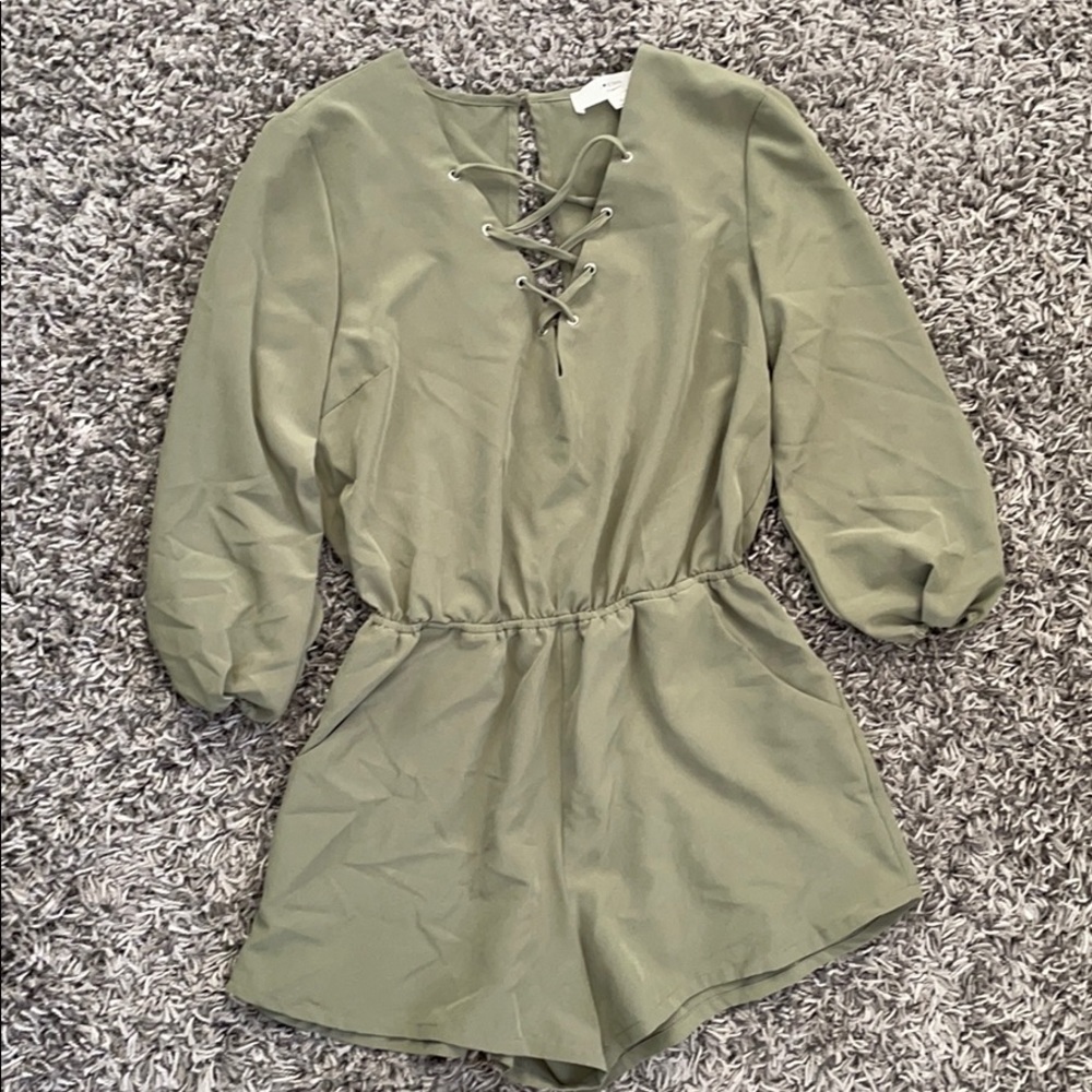 Green Romper Jumpsuit Shorts